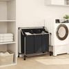 vidaXL Laundry Sorter with 3 Bags Black Steel