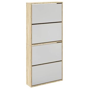 vidaXL Shoe Cabinet 4-Layer Mirror Oak 63x17x134 cm
