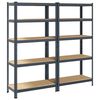 vidaXL 5-Layer Heavy-duty Shelves 2 pcs Anthracite Steel&Engineered Wood