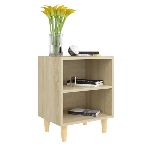 vidaXL Bed Cabinets with Solid Wood Legs 2 pcs Sonoma Oak 40x30x50 cm