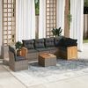 vidaXL 7 Piece Garden Sofa Set with Cushions Grey Poly Rattan