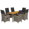 vidaXL 7 Piece Garden Dining Set with Cushions Grey Poly Rattan
