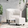 vidaXL Tub Chair with Footstool White Faux Leather