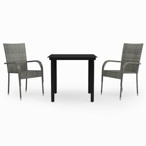 vidaXL Garden Dining Set | Grey and Black