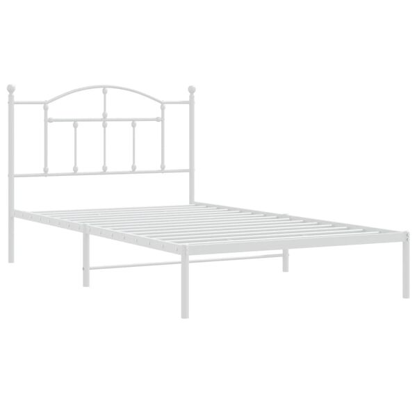 vidaXL Metal Bed Frame without Mattress with Headboard White 107x203cm