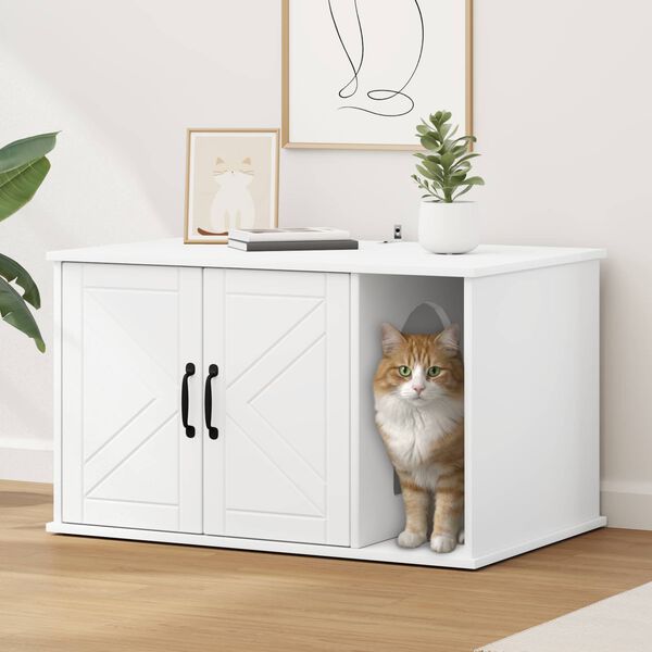 vidaXL Cat House White 85 x 55 x 50 cm Engineered Wood