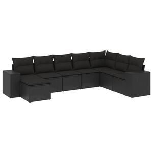 vidaXL 8 Piece Garden Sofa Set with Cushions Black Poly Rattan