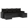vidaXL 6 Piece Garden Sofa Set with Cushions Black Poly Rattan