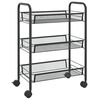 vidaXL 3-Tier Kitchen Trolley Black 46x26x64 cm Iron