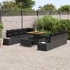 vidaXL Garden Sofa Set with Cushion 11 pcs Black Poly Rattan