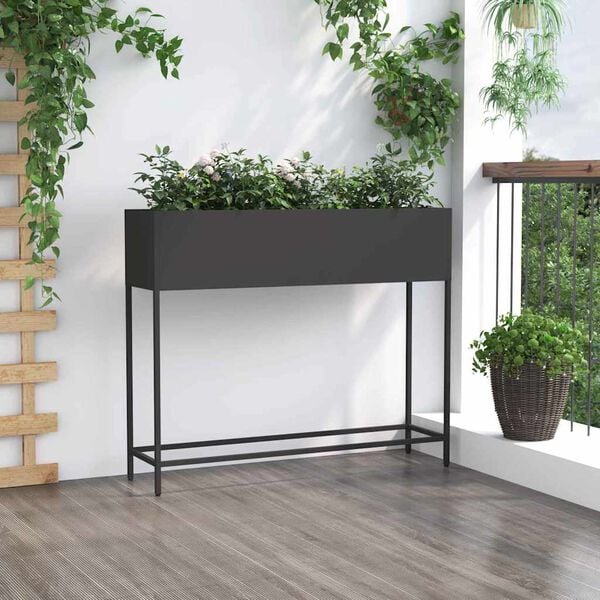 vidaXL Raised Garden Planter Black 100 x 26 x 82 cm Steel