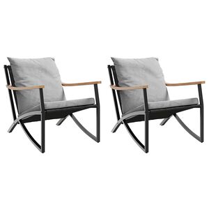 vidaXL Garden Chairs with Cushions 2 pcs Black Steel