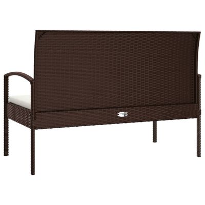 vidaXL Garden Bench with Cushion Brown 105 cm Poly Rattan