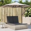 vidaXL Double Sun Lounger with Cushions Light Grey Poly Rattan