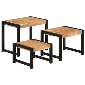 vidaXL Nesting Tables 3 pcs Solid Wood