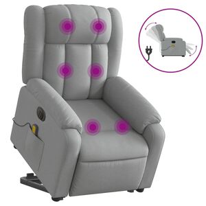 vidaXL Electric Stand up Massage Recliner Chair Light Grey Fabric