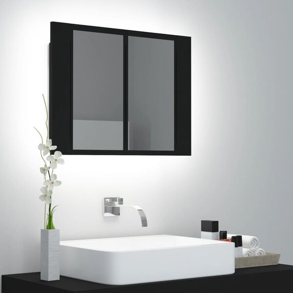 vidaXL LED Bathroom Mirror Cabinet Black 60x12x45 cm Acrylic