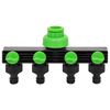 vidaXL 4-Way Tap Adaptor Green and Black 19.5x6x11 cm ABS & PP