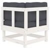 vidaXL Corner Sofa with Cushions White Solid Wood Pine