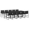 vidaXL 11 Piece Garden Dining Set with Cushions Black Textilene