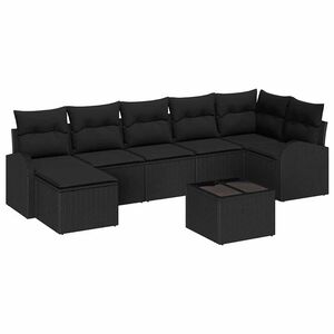 vidaXL Sofa Set with Cushion with Storage 8 pcs Black Poly Rattan