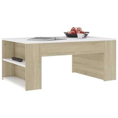 vidaXL Coffee Table White and Sonoma Oak 100x60x42 cm Engineered Wood