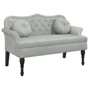 vidaXL Bench with Cushions Light Grey 120.5x65x75 cm Velvet
