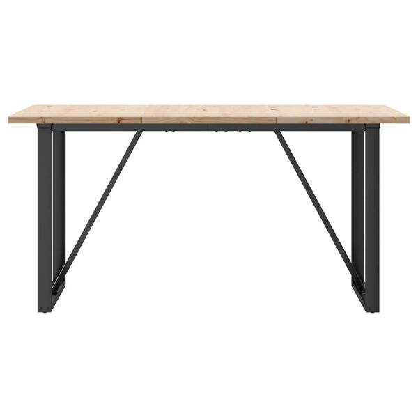 vidaXL Dining Table O-Frame 140x80x75.5 cm Solid Wood Pine and Steel