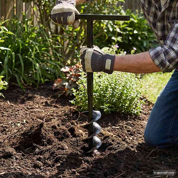 Ground Drill with Handle 100 mm with Extension Tube 13 m Steel