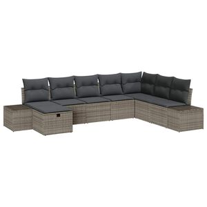 vidaXL Garden Sofa Set 8 pcs Grey Poly Rattan