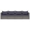 vidaXL 4 Piece Garden Sofa Set with Cushions Grey Poly Rattan