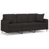 vidaXL 3-Seater Sofa with Throw Pillows Black 180 cm Fabric
