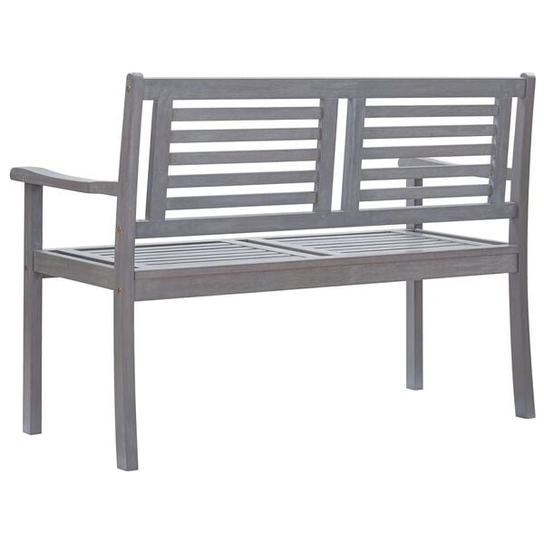 vidaXL 2-Seater Garden Bench with Cushion 120 cm Grey Eucalyptus Wood