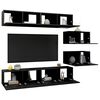 vidaXL 6 Piece TV Cabinet Set Black Engineered Wood