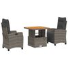 vidaXL 3 Piece Garden Dining Set with Cushions Grey Poly Rattan