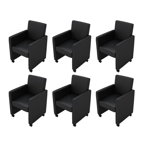 vidaXL Dining Chairs 6 pcs Black Faux Leather