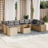 vidaXL 11 Piece Garden Sofa Set with Cushions Beige Poly Rattan
