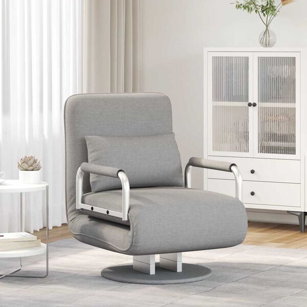 vidaXL Swivel Chair and Sofa Bed Light Grey Fabric