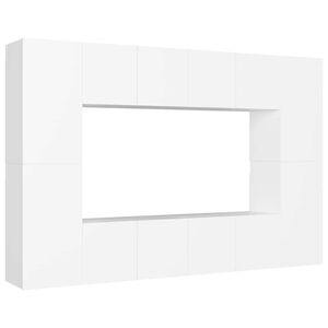 vidaXL 8 Piece TV Cabinet Set White Engineered Wood