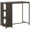 vidaXL Bar Table with Storage Rack Brown 120x60x110 cm Poly Rattan