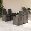 vidaXL 5 Piece Garden Dining Set with Cushions Grey Poly Rattan