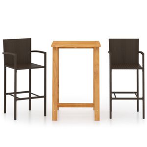 vidaXL 3 Piece Garden Bar Set Brown