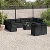 vidaXL 13 Piece Garden Sofa Set with Cushions Black Poly Rattan