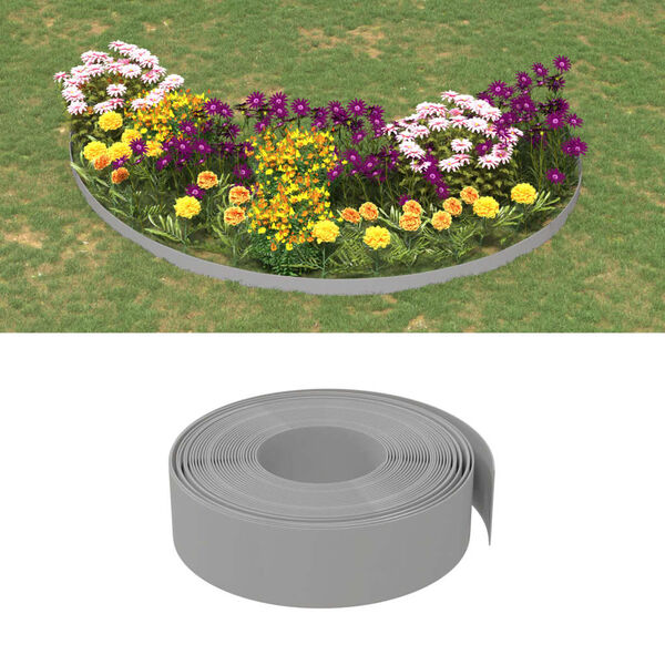 vidaXL Garden Edgings 5 pcs Grey 10 m 15 cm Polyethylene