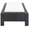 vidaXL Sunbed with Cushion Black Poly Rattan