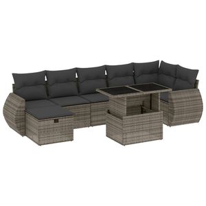 vidaXL 8 Piece Garden Sofa Set with Cushions Grey Poly Rattan