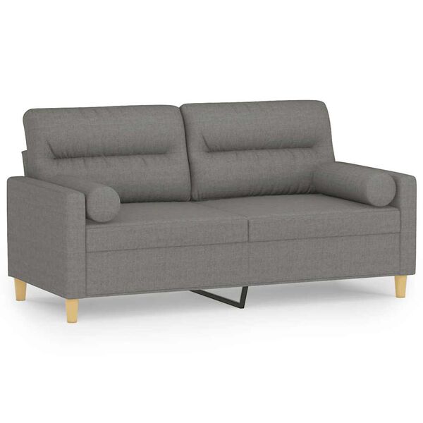 vidaXL 2-Seater Sofa with Pillows&Cushions Dark Grey 140 cm Fabric