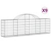 vidaXL Arched Gabion Baskets 9 pcs 200x30x60/80 cm Galvanised Iron