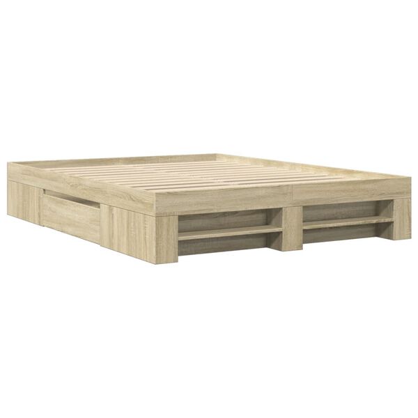 vidaXL Bed Frame without Mattress Sonoma Oak 150x200 cm King Size Engineered Wood