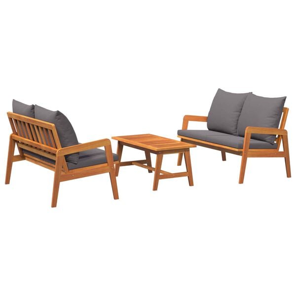 vidaXL Bistro Set with Cushion 3 pcs Brown Solid Acacia Wood